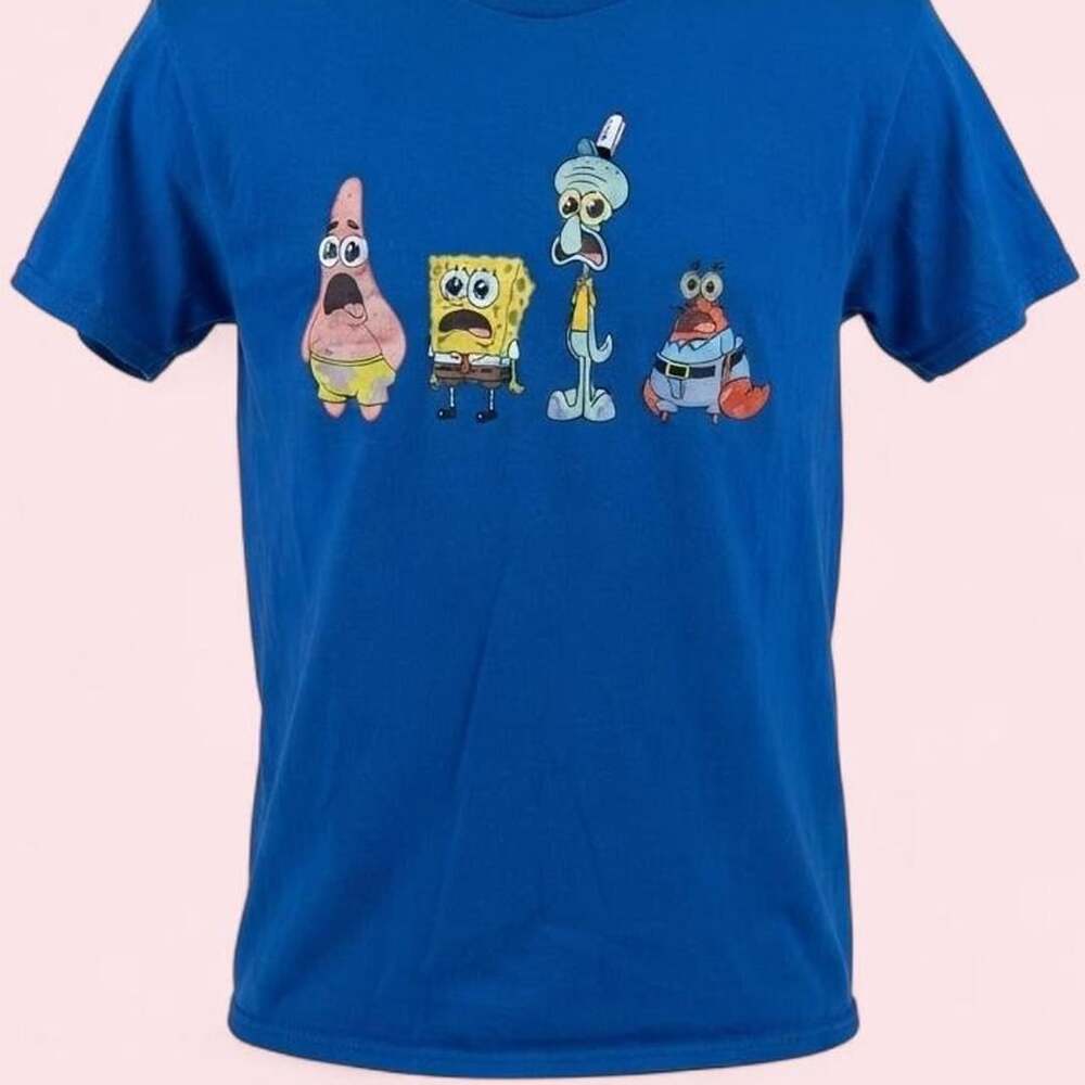 Nickelodeon SpongeBob SquarePants Shocked Characters Graphic T-Shirt Royal Blue